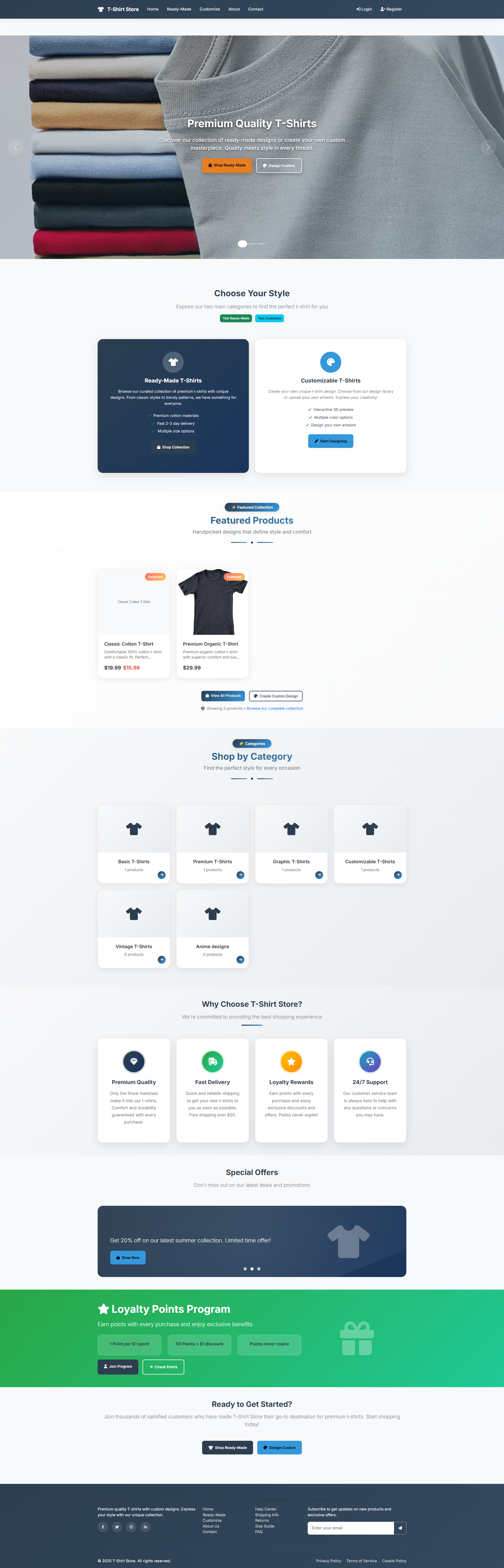 T-Shirt Store - Custom E-commerce Website Development by TechsBlitz